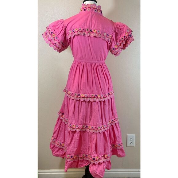 CeliaB Alvis Scalloped Trim Eyelet Detail Midi Dress Women’s Small - Picture 3 of 13